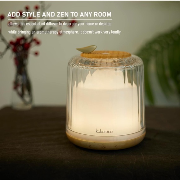 Essential Oil Diffuser, Glass and Real Wood, with Bluetooth Speaker, Led Light - Picture 2 of 7